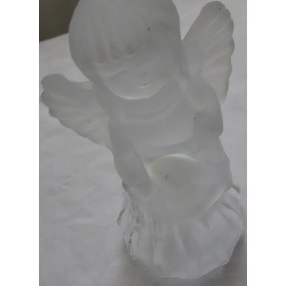 Frosted Angel bell clear glass church Christmas
